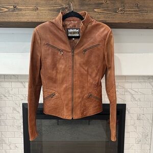 Schegge brown leather jacket